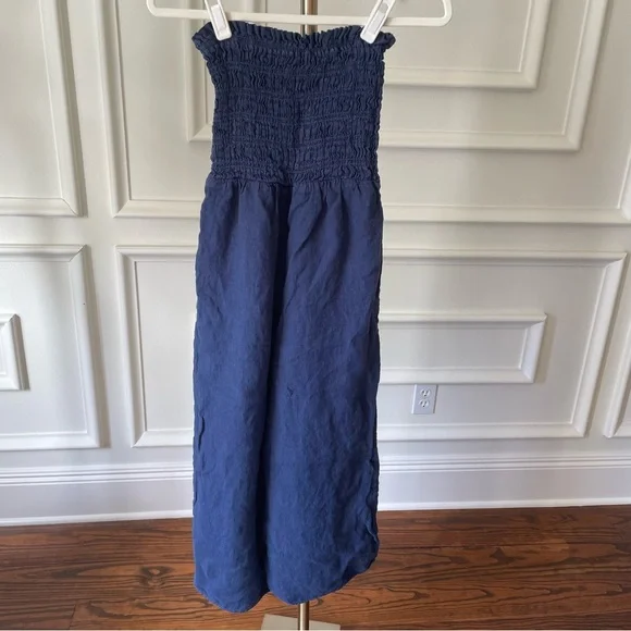 Bella Dahl Navy Blue Strapless Jumpsuit XS linen - Picture 5 of 5